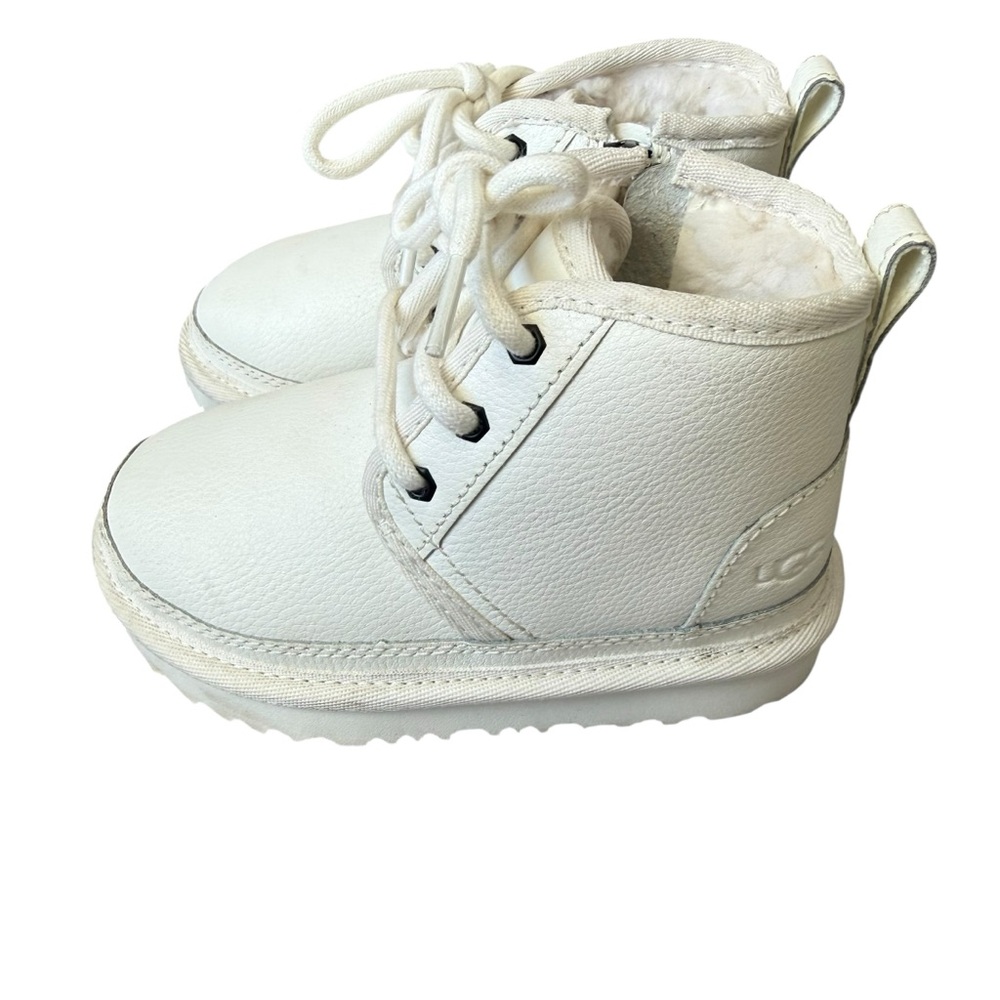 UGG Kids White Lace-Up Shearling-Lined Boots